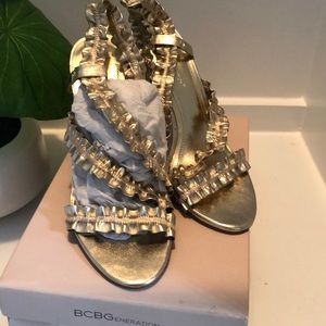 BCBG Gold Heels size 10
